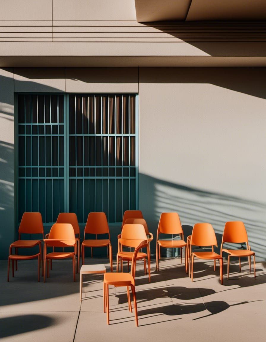 Chairs Outside Modern Building in Sunlight