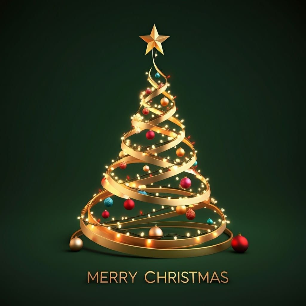 Luxurious Golden Ribbon Christmas Tree