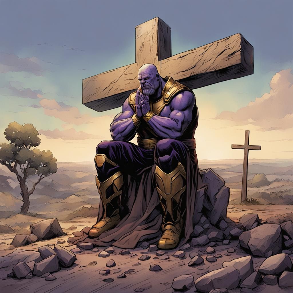 Thanos Praying at the Cross: Atonement