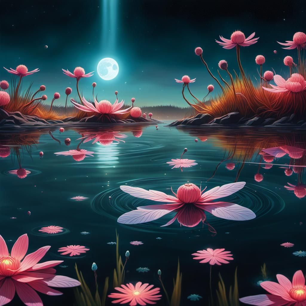 Cosmic Ocean Whales and Dragonflies