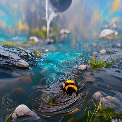 Bumble Bee Underwater: Detailed Matte Painting