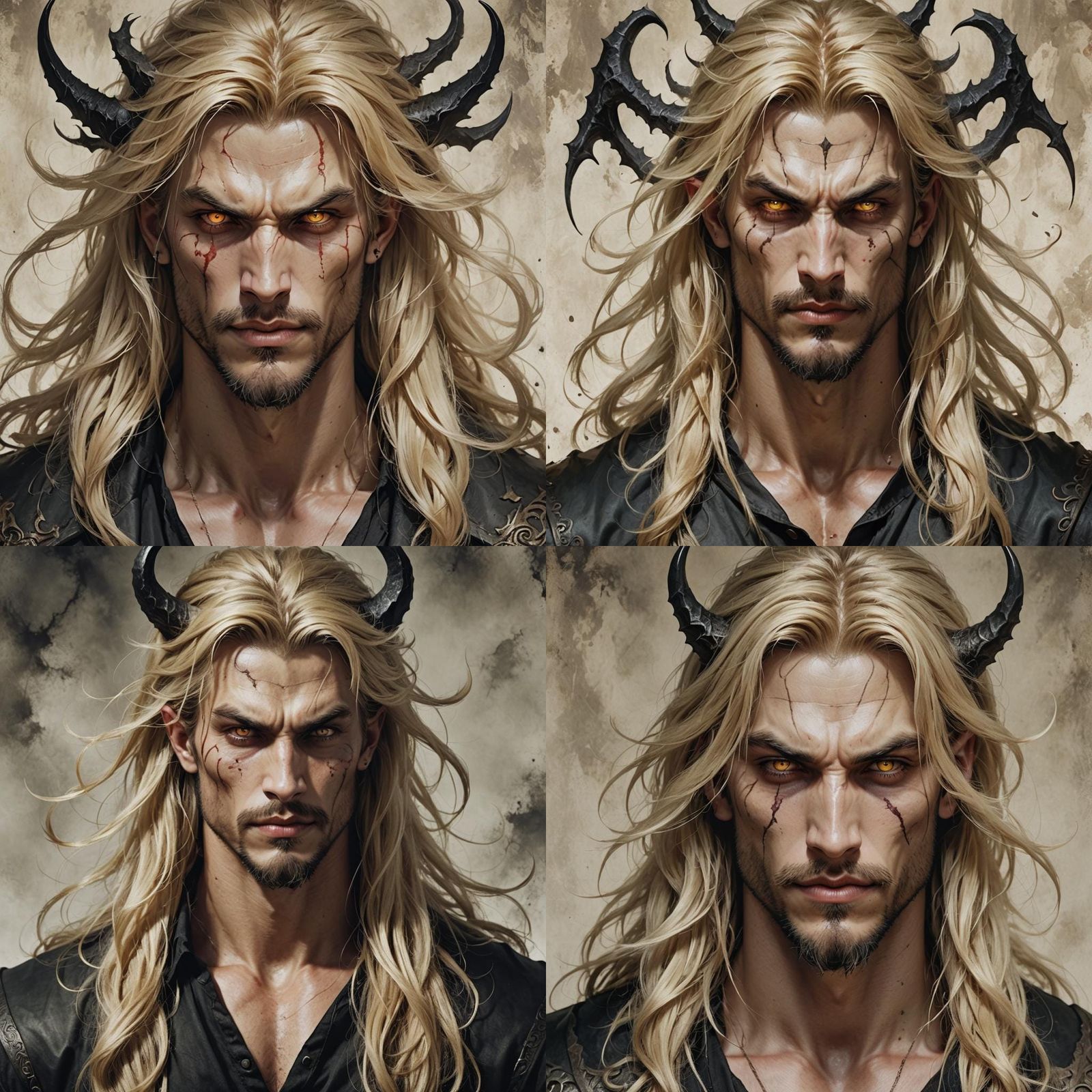 Handsome Demon with Blonde Hair and Goatee
