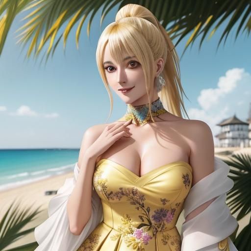 Anime Woman on Beach in Death Note Style