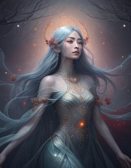 Ethereal Woman Blossoming with Light