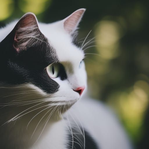 White Cat and Black Cat in Natural Light