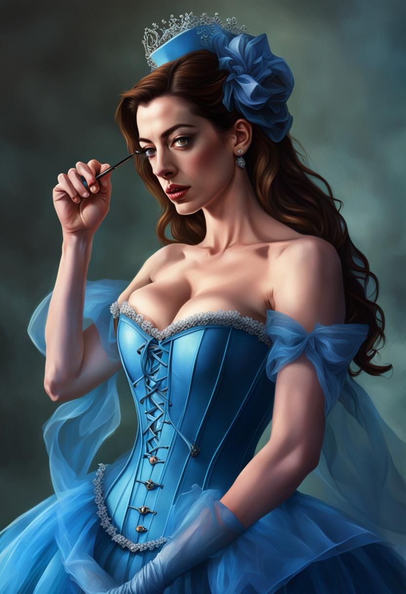 Startled Young Woman's Corset Training: Hyperrealistic Splas...