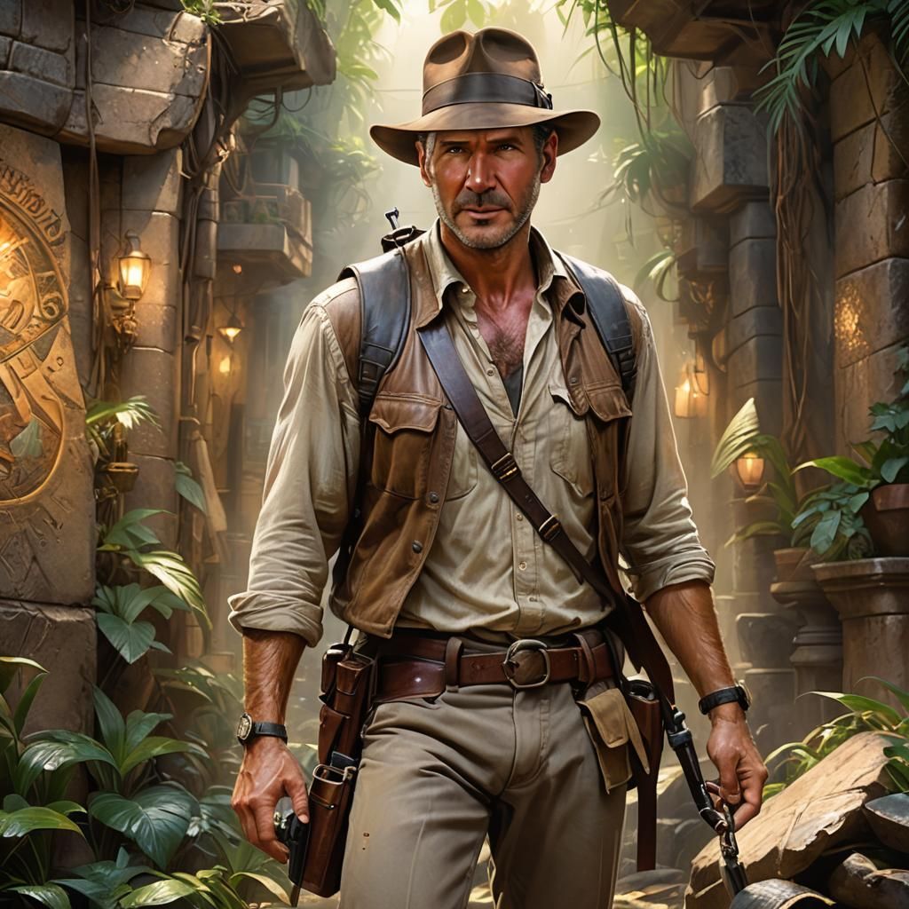 Indiana Jones Adventure in Hyperdetailed Digital Art