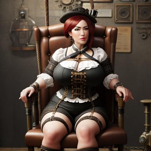 Steampunk Spy: Curvy Woman Bound in Chair