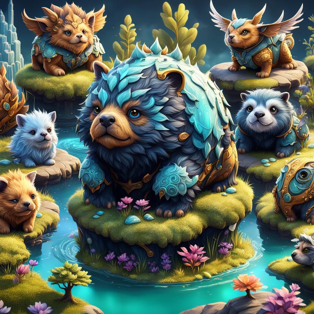 Detailed Fantasy Animals in Deep Color