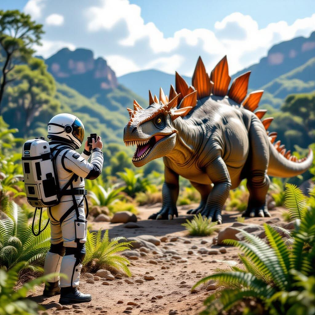 Time Traveler Photographs Stegosaurus in Jurassic Era