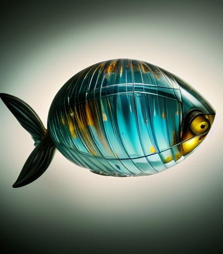 Alien Fish Encased in Crystal Amber, Hyperrealism