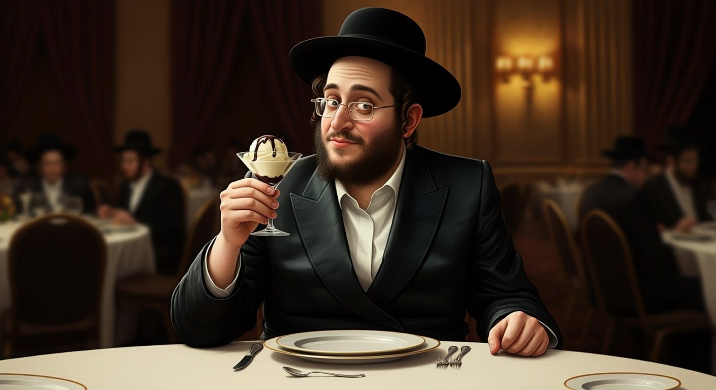Hasidic Dessert Connoisseur in Comic Style