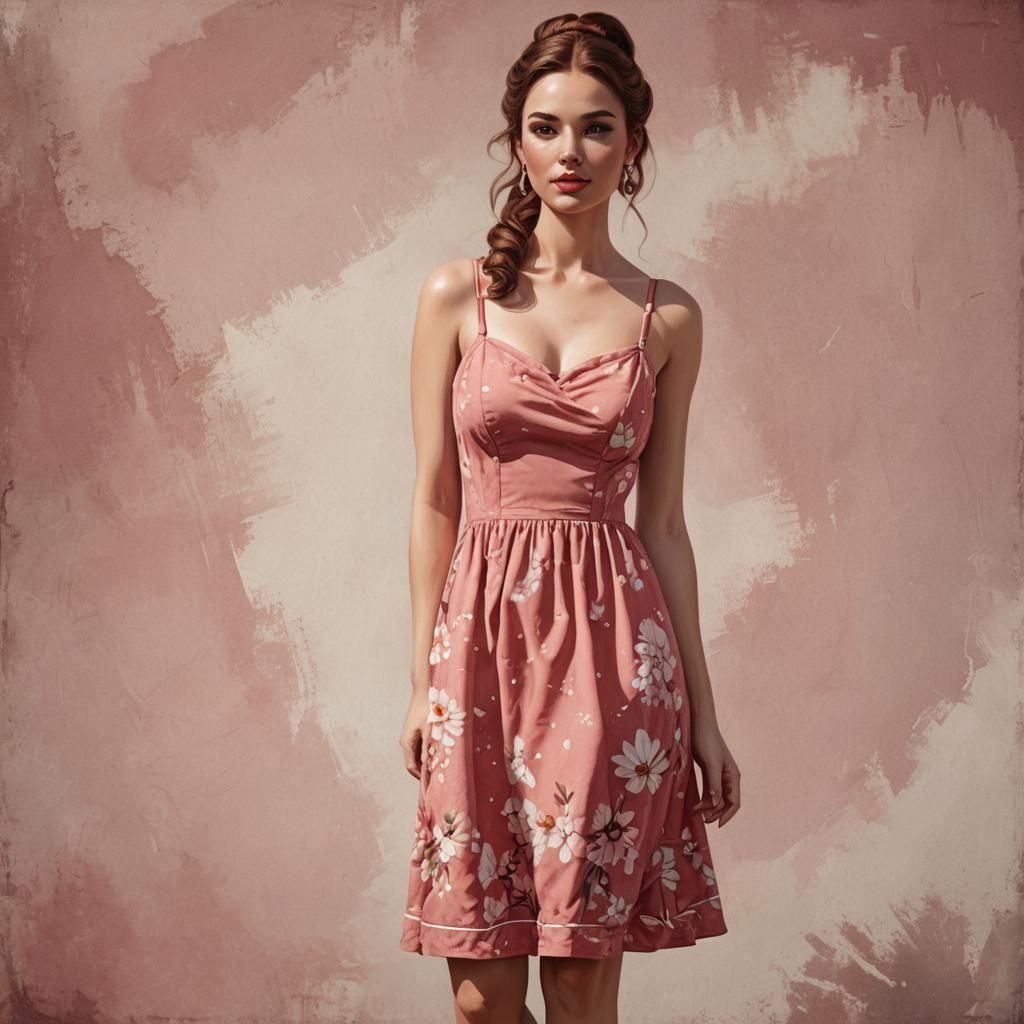Gorgeous Woman in Sundress: Digital Art Portrait
