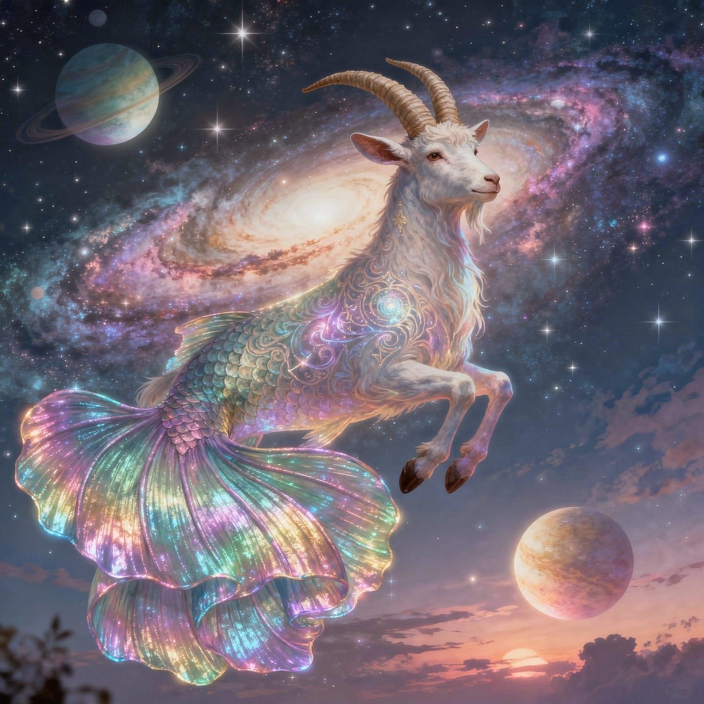 Capricorn Constellation Astral Cosmic Illustration