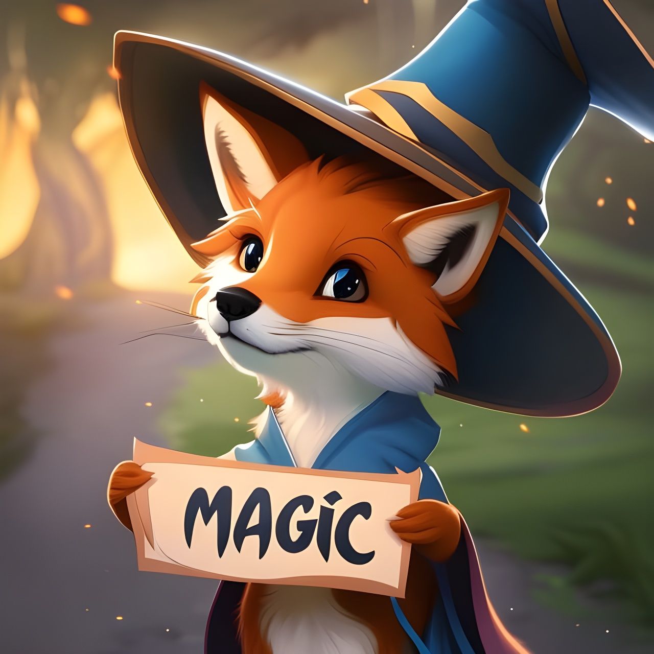 Wizard Fox with Magic Sign, Digital Art