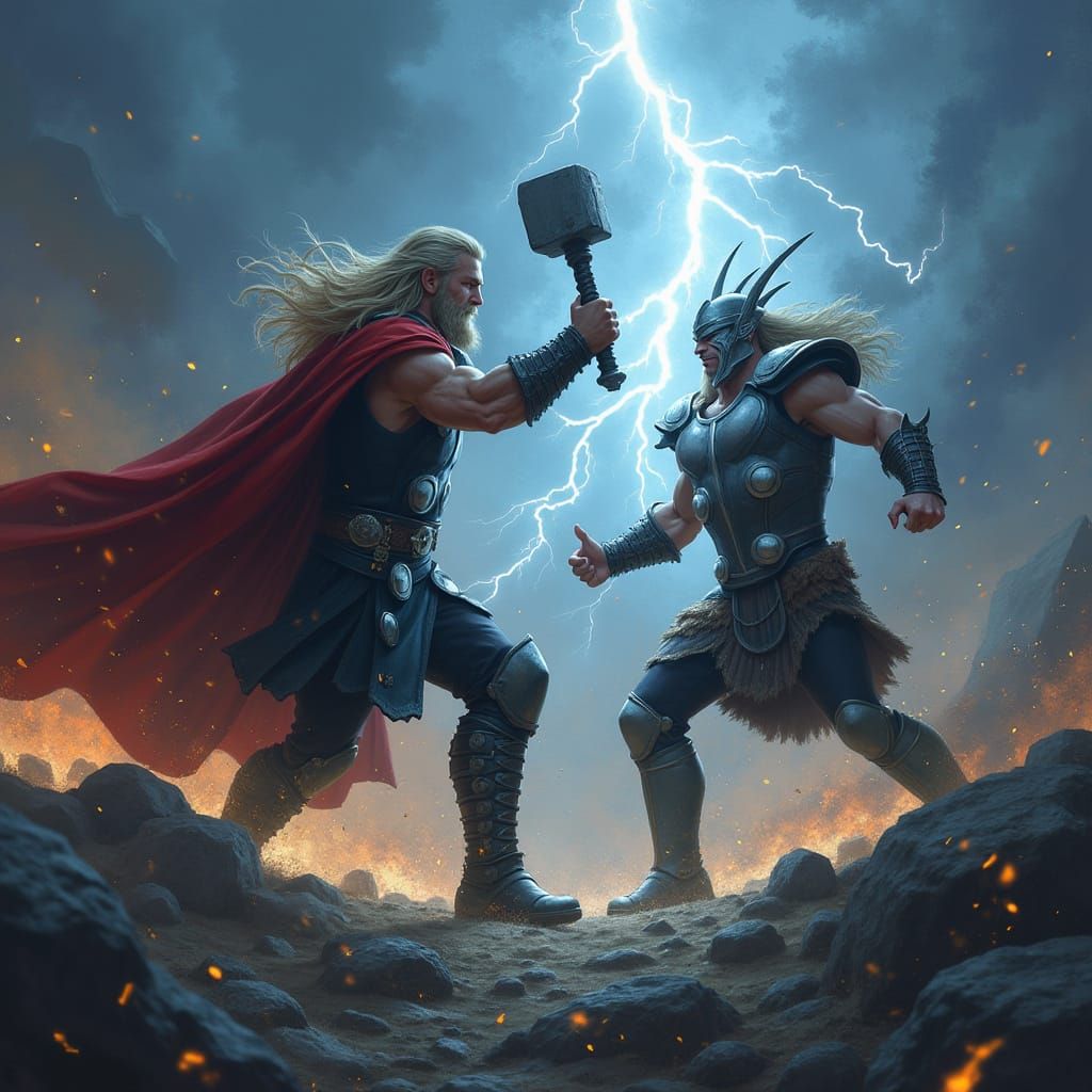Thor and Loki's Mythical Battle Against Enemies