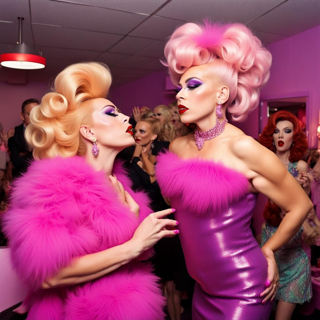 Drag Queens in Salon: Detailed Matte Painting