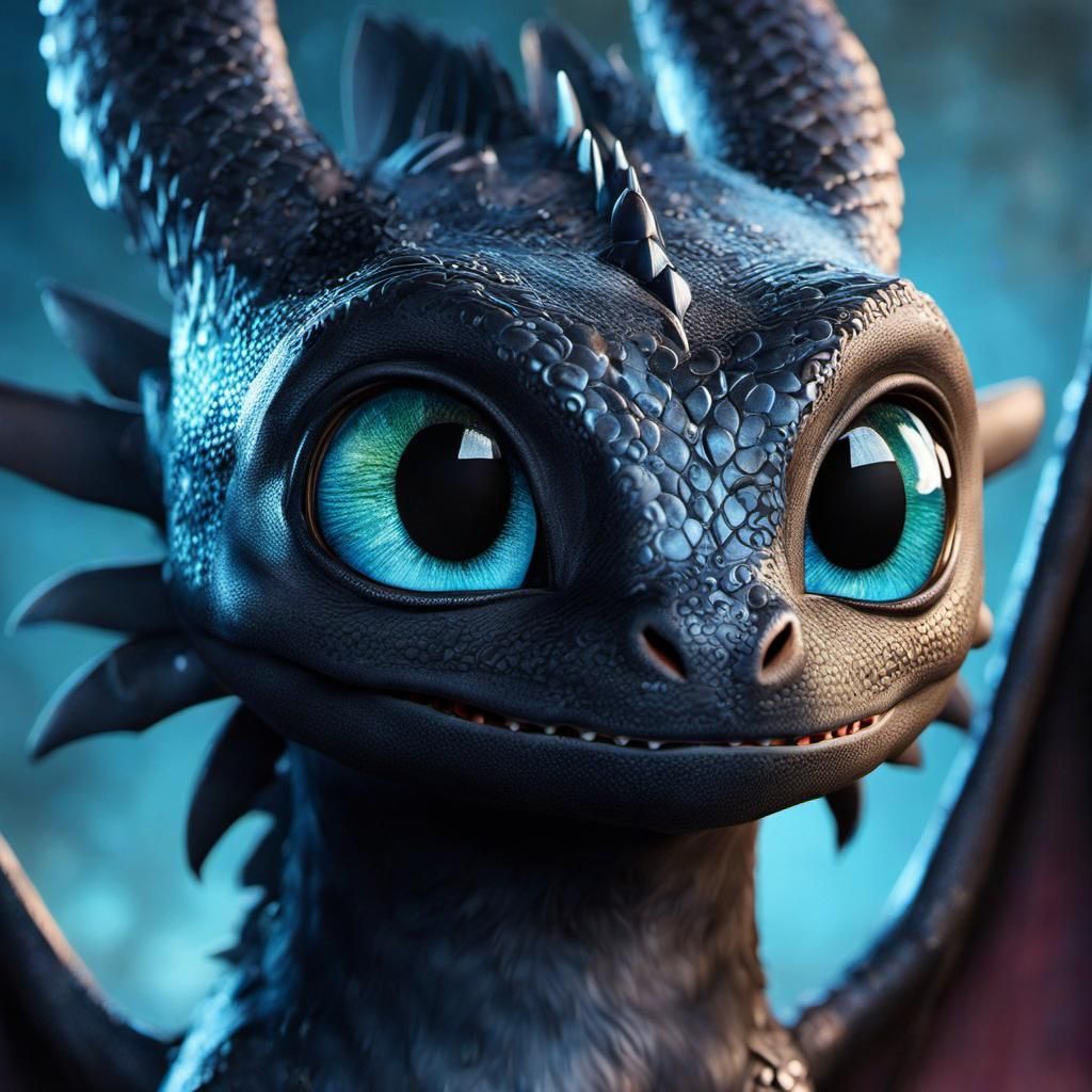 Anime Night Fury Dragon Portrait in 3D