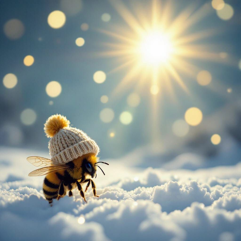 Whimsical Bee in Hat with Heavenly Sunshine
