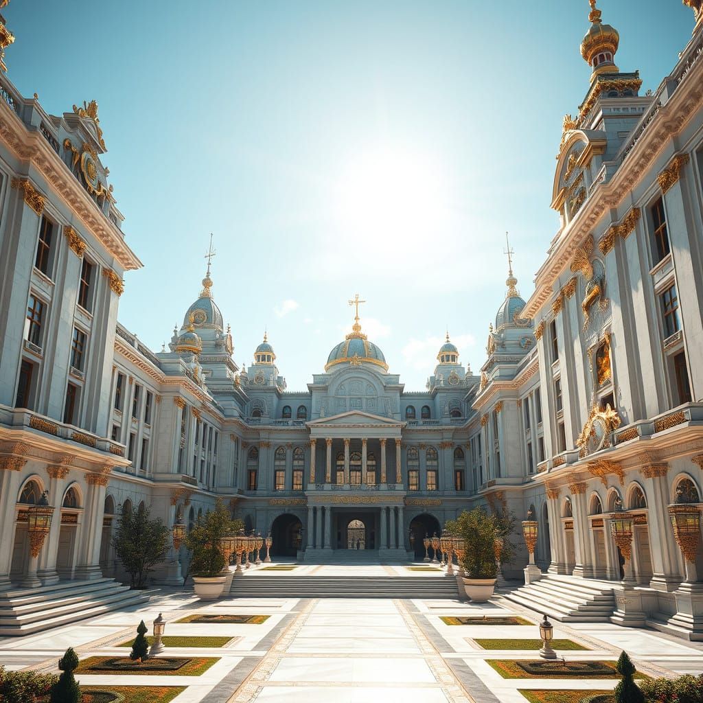 Elegant White Stone and Glass Campus, Radiating Unyielding P...