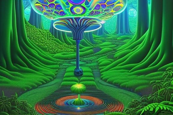 Luminous Jungle Dreamscape in Hypermaximalist Style