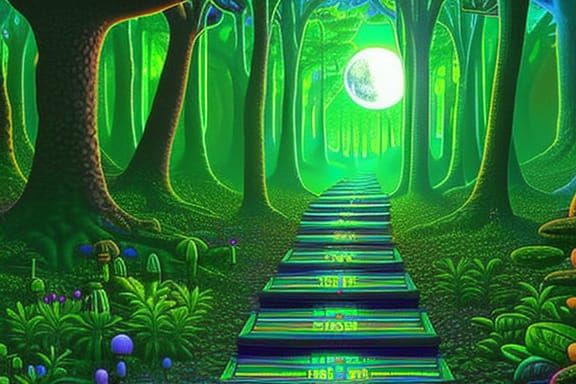 Luminous Jungle Dreamscape in Hypermaximalist Style