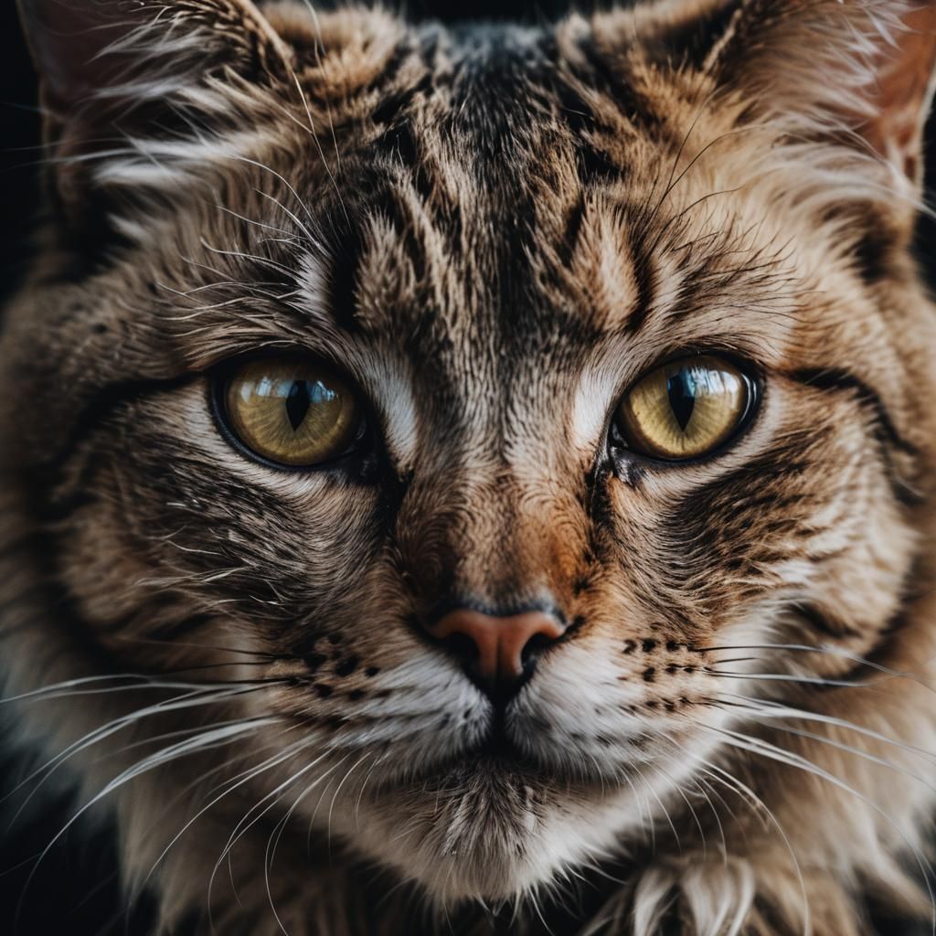 Cat-Headed Woman Portrait in Moody Style