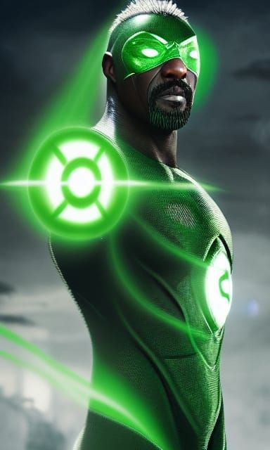 Idris Elba as Green Lantern in Hyperreal Style