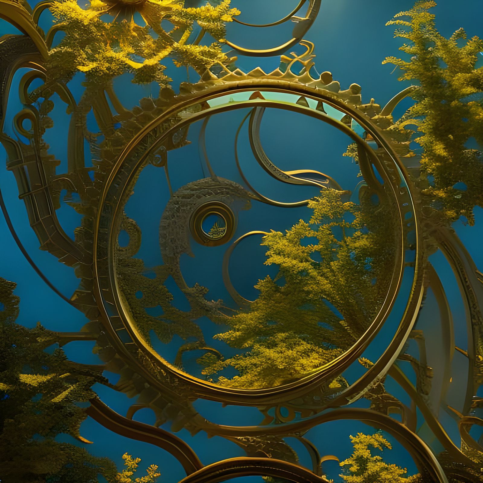 Intricate Fractal Art in Tetradic Colors