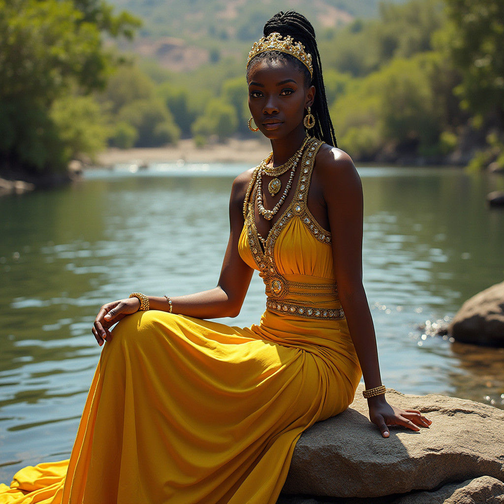 Oxum Portrait with Mirror in Realist Style