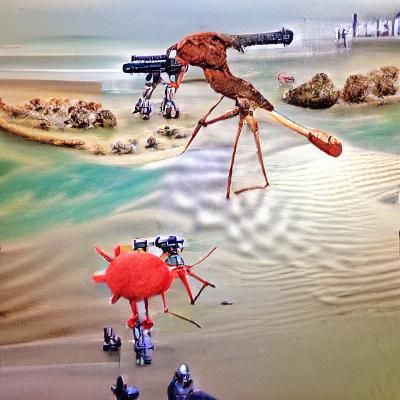 Giant Crab on Stilts with a Gun on Mars