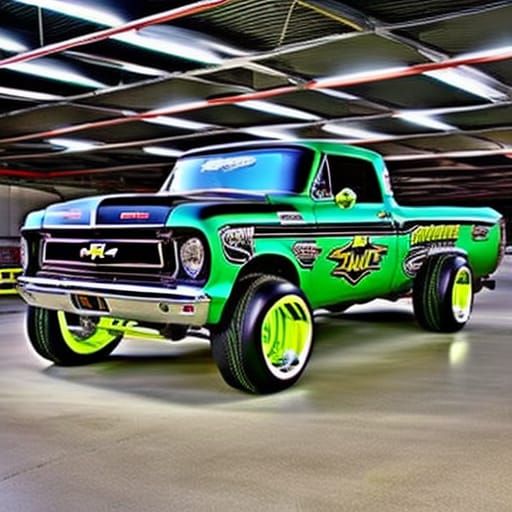 Rat Fink Diesel Truck with Black Smoke