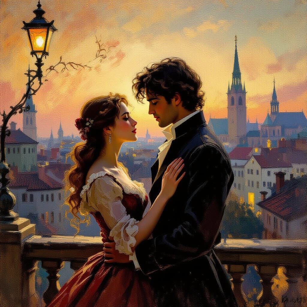 Impressionist Romeo and Juliet Oil Painting