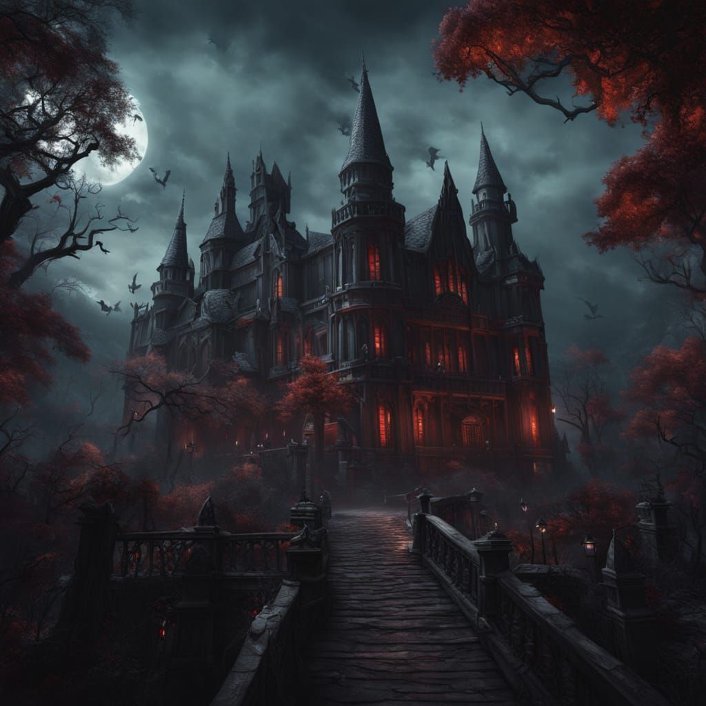 Detailed Vampire Matte Painting in Fantasy Art Style