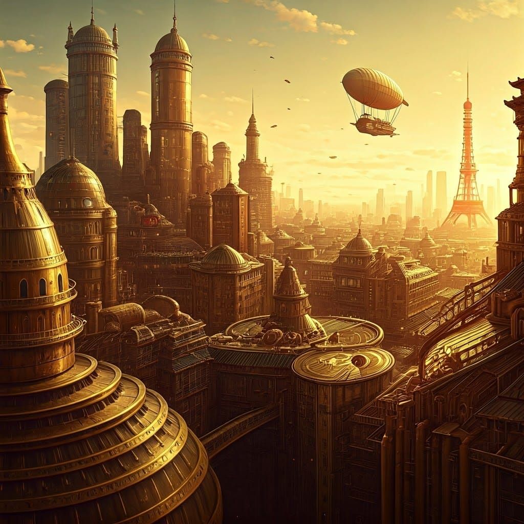 Steampunk Tokyo Metropolis in Syd Mead Style