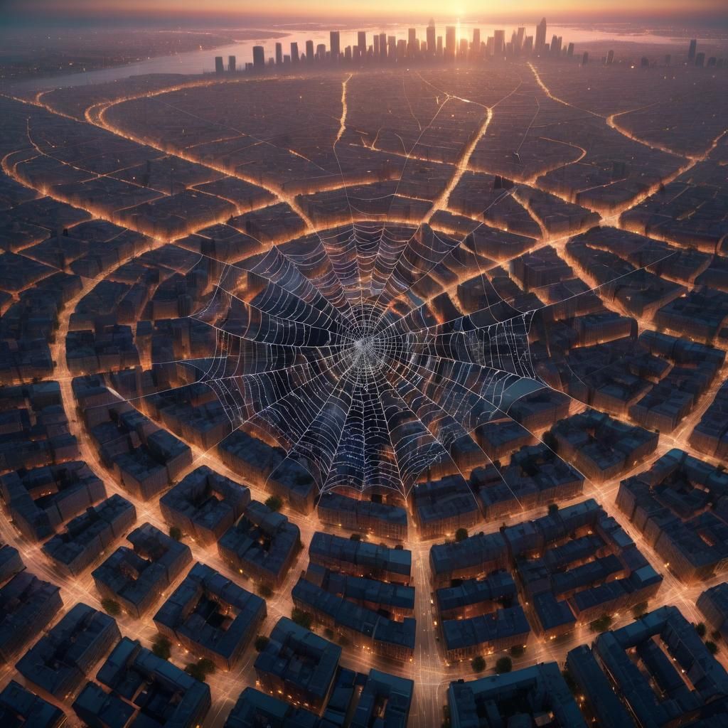 Cityscape in Spider Web Street Design