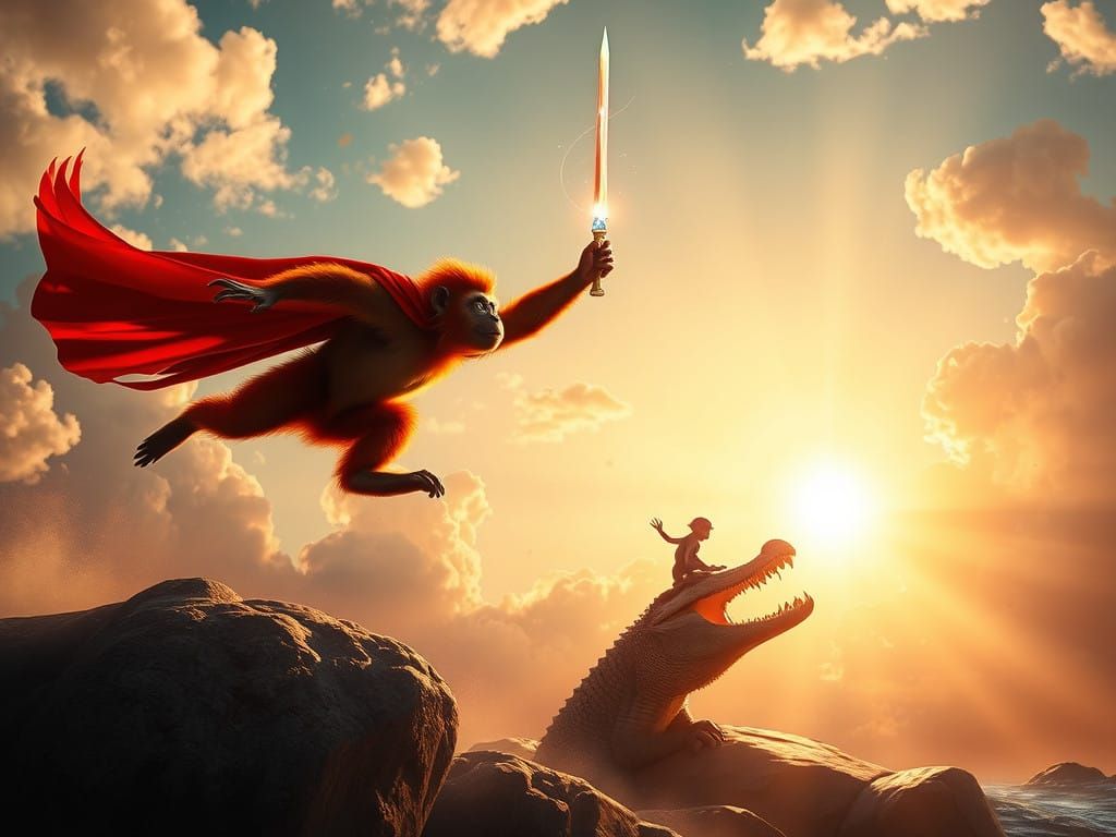 Majestic Red Ninja Capuchin Monkey Leaps to Rescue