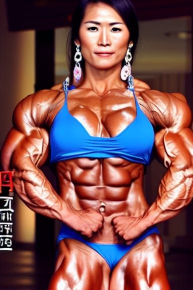 Muscular Japanese Female Bodybuilder with Ripped Physique