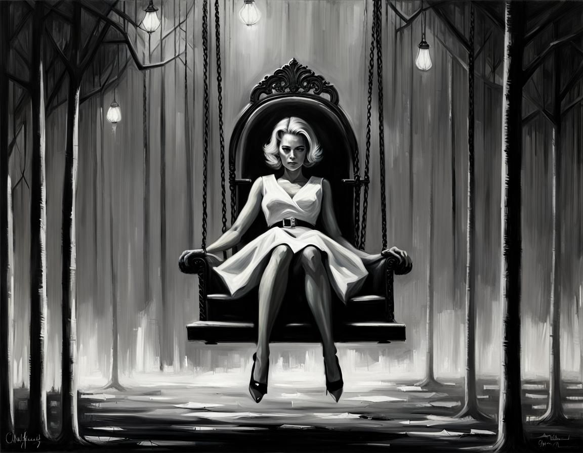 Sinister Sorority President in Black and White Impasto