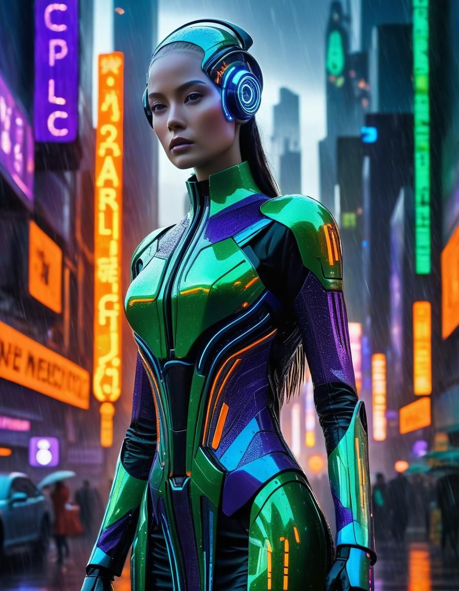 Elegant alien female in the matrix