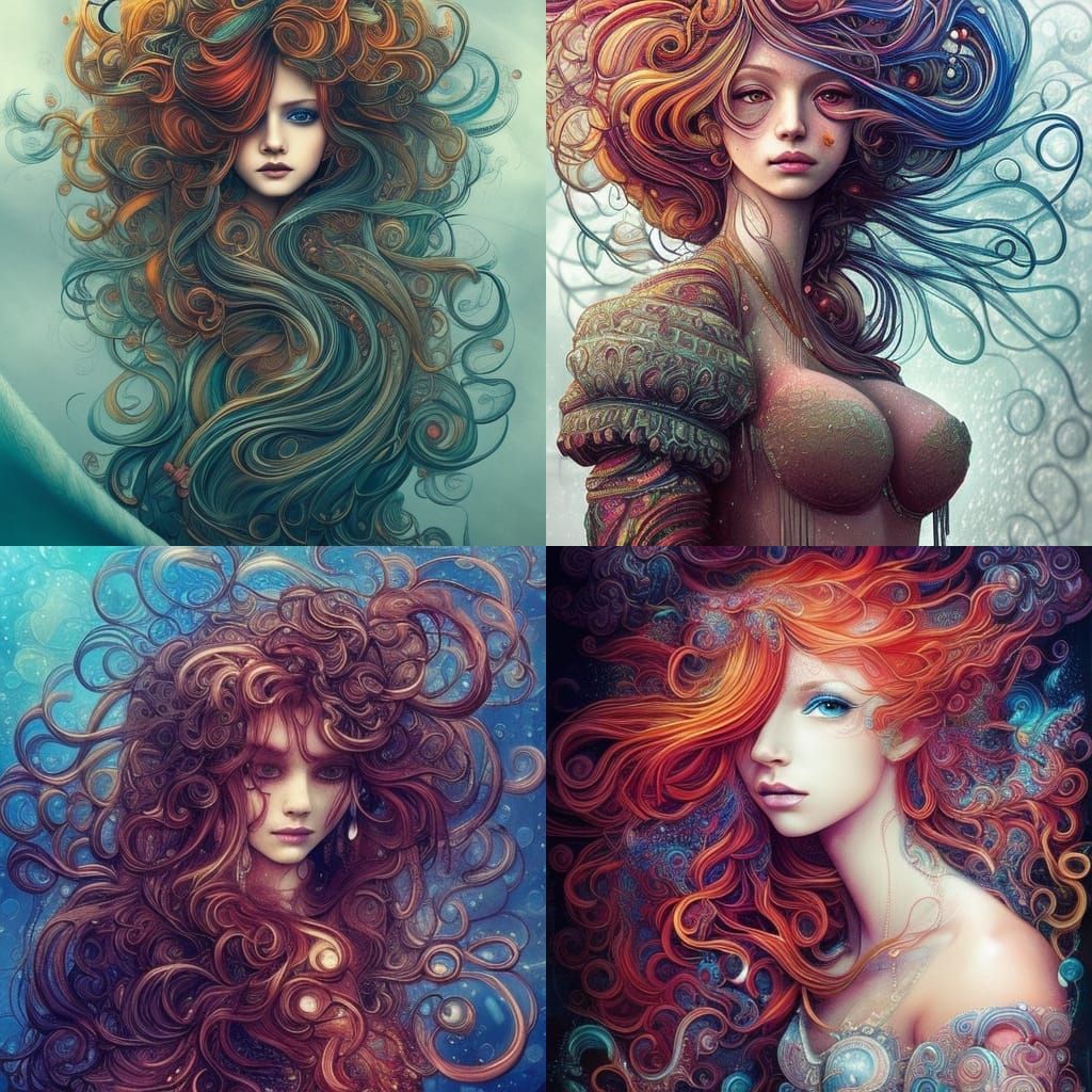 Ginger Haired Woman in Rain, Digital Matte Painting