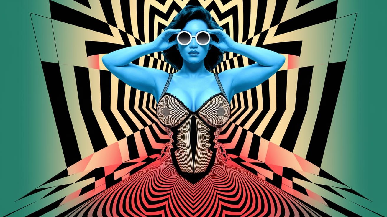 Surreal Woman Portrait in Mixed Media Impasto Style