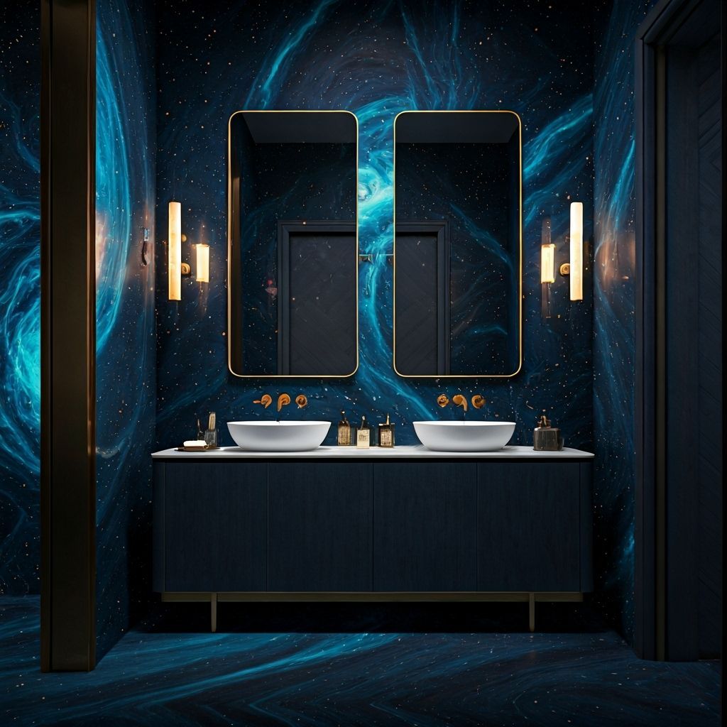 Luxury Bathroom with Nebula Accents in Metallic Style