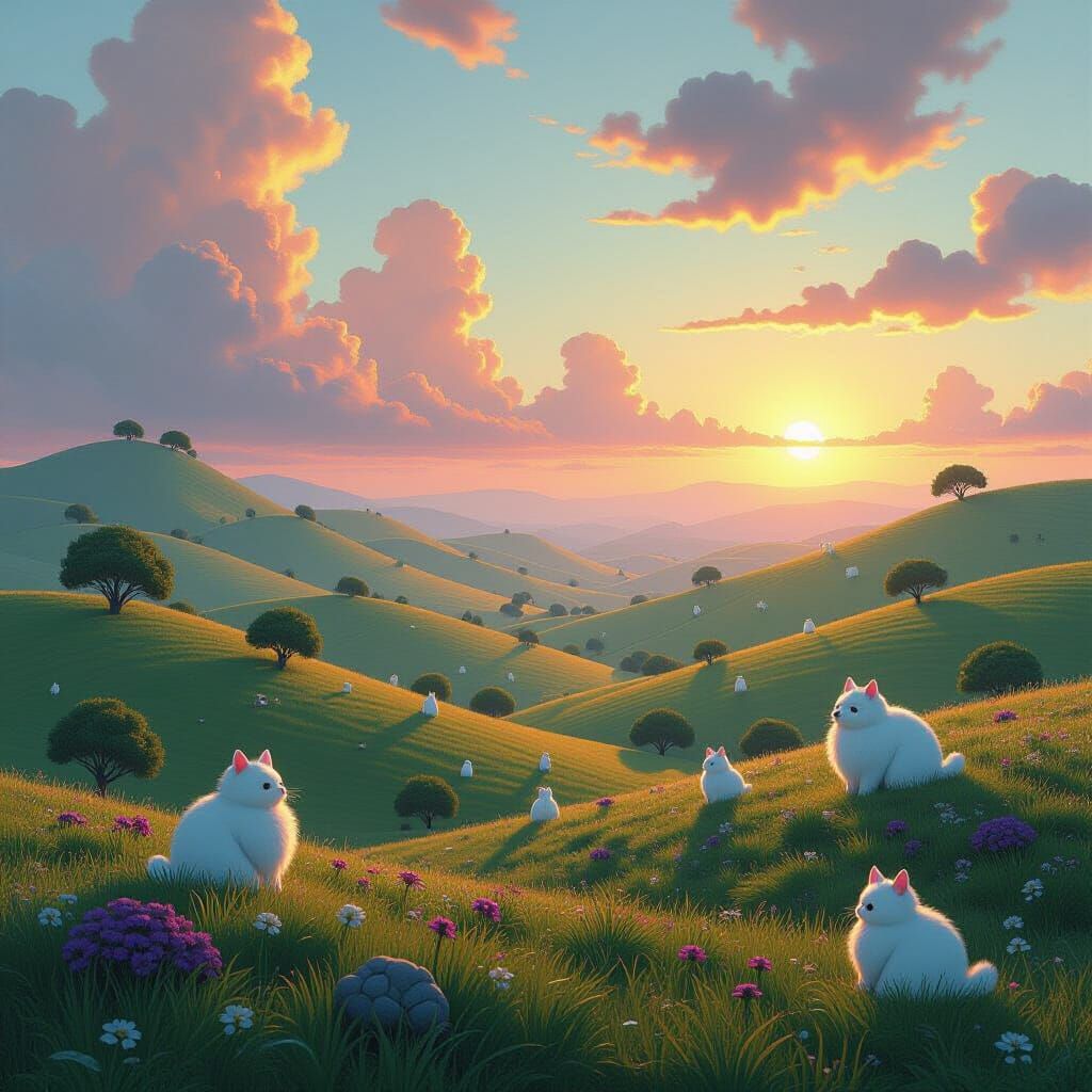 Surreal Landscape with Fantastical Creatures, Digital Art