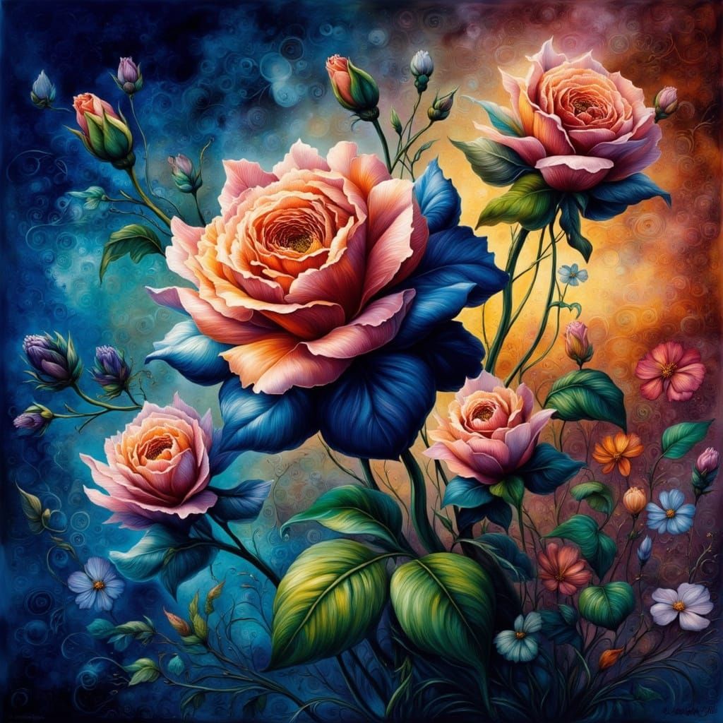 Cubist Mimosa Flowers in Surreal Impressionist Style