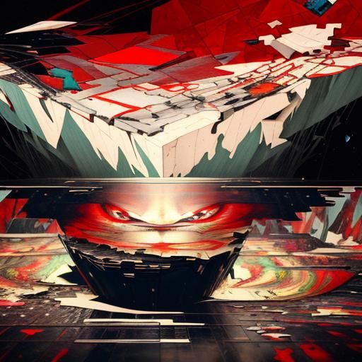 Surreal Fragmented Face in Digital Collage Style