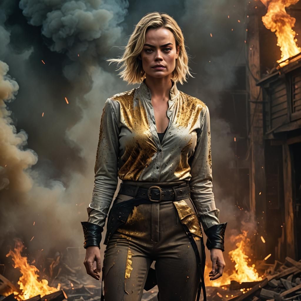 Angry Margot Robbie in Hyperrealistic Concept Art