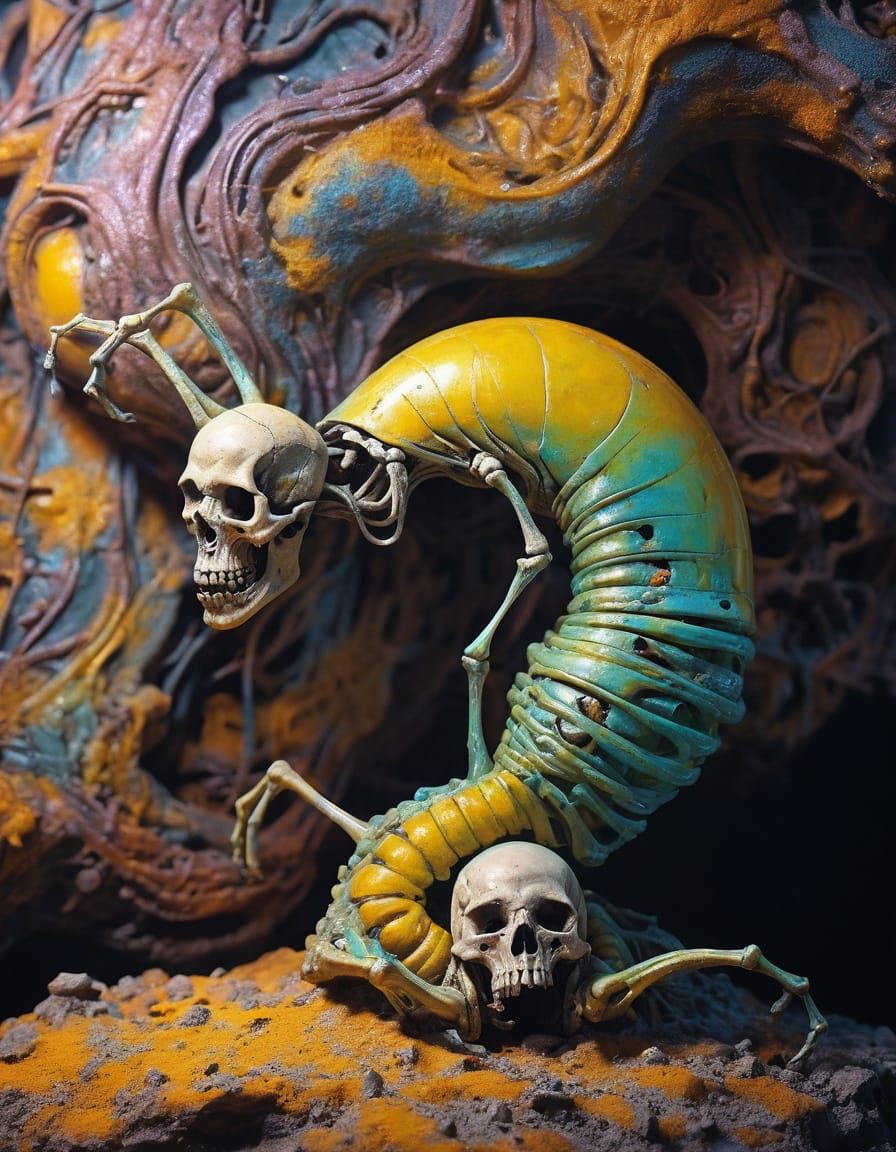 Biomechanical Horror in Iridescent Mucus, Inspired by Dark, ...