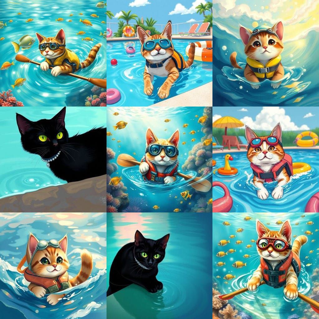 Feline Aquatic Form in a Futuristic Aesthetic