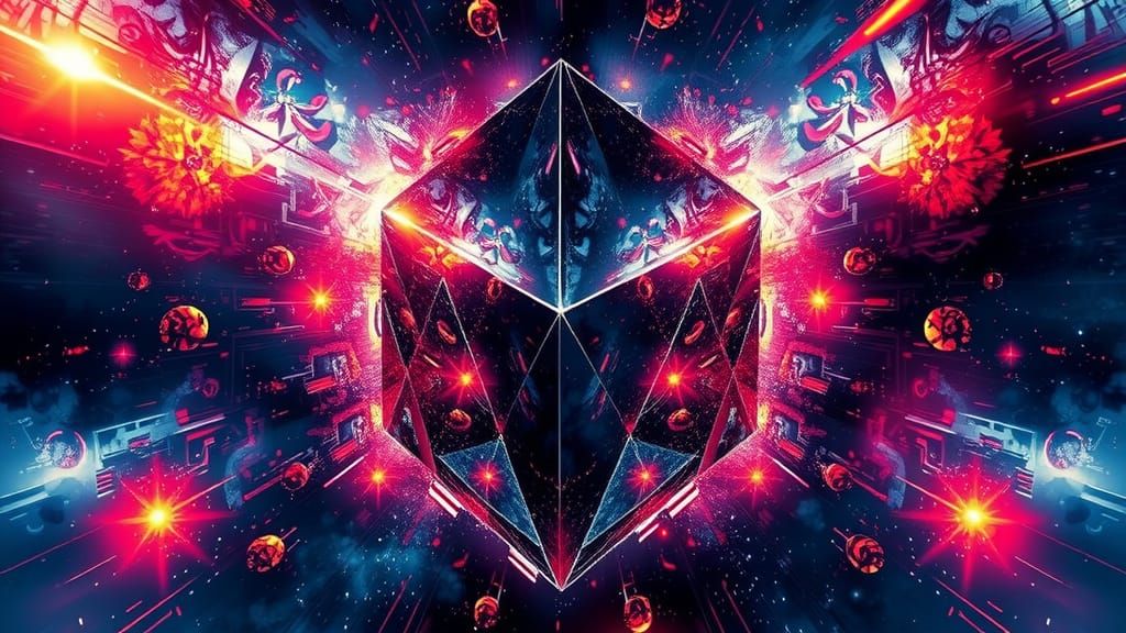 Glitched Mirrored Cube in Cosmic Space